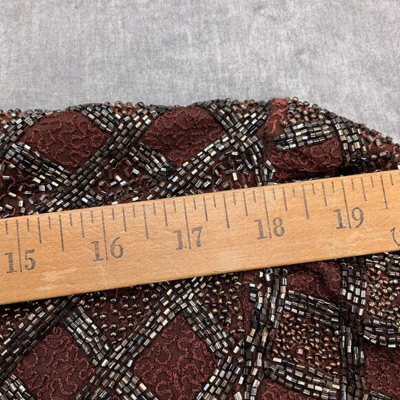 Patrice Designs Jacket Women Large Brown Metallic Allover Embellish Silk USA VTG - Picture 8 of 11